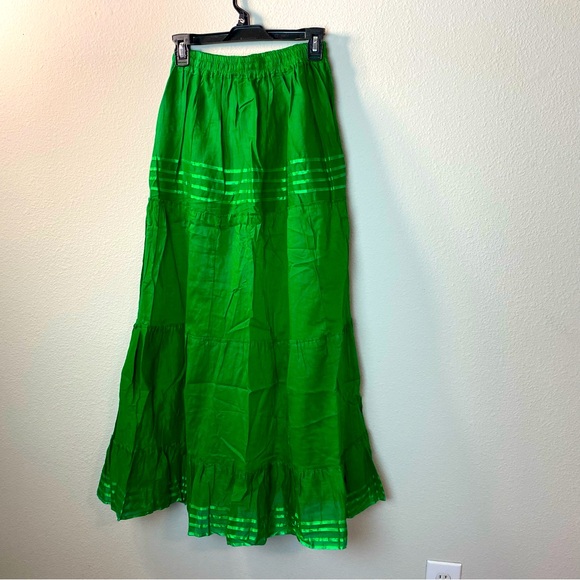 HIGHNESS NYC Beach Breeze Light Sheer Summer Cotton Green Ruffle Skirt OS - Picture 3 of 7